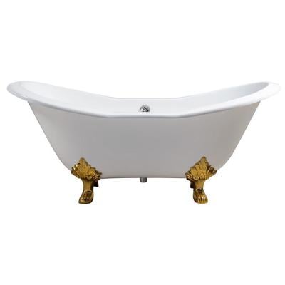 Free Standing Bath Tubs Streamline Bath Enamel Cast Iron White Vintage R5163GLD-CH 041979477011 Bathroom Tub GoldWhitesnow Cast Iron Clawfoot Claw Chrome Gold Golden 