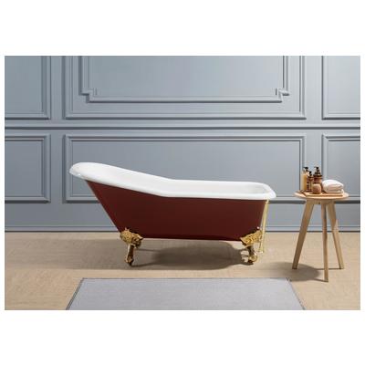 Free Standing Bath Tubs Streamline Bath Enamel Cast Iron Red Vintage R5280GLD-GLD 041979477325 Bathroom Tub GoldRedBurgundyruby Cast Iron Clawfoot Claw Gold Golden 