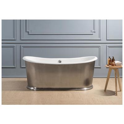 Streamline Bath Free Standing Bath Tubs, Silver, Cast Iron, Chrome, Silver, Soaking Freestanding Tub, Oval, Enamel, Cast Iron, Traditional, Bathroom Tub, 041979477479, R5360CH