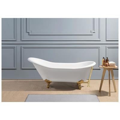 Free Standing Bath Tubs Streamline Bath Enamel Cast Iron White Vintage R5420GLD-GLD 041979477561 Bathroom Tub GoldWhitesnow Cast Iron Clawfoot Claw Gold Golden 