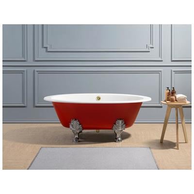 Free Standing Bath Tubs Streamline Bath Enamel Cast Iron Red Vintage R5441CH-GLD 041979477660 Bathroom Tub GoldRedBurgundyruby Cast Iron Clawfoot Claw Chrome Gold Golden 