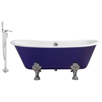 Free Standing Bath Tubs Streamline Bath Enamel Cast Iron Purple Vintage RH5060CH-CH-140 041979478612 Set of Bathroom Tub and Faucet PurplePlum Cast Iron Clawfoot Claw Chrome Faucet 