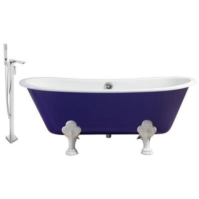 Free Standing Bath Tubs Streamline Bath Enamel Cast Iron Purple Vintage RH5060WH-CH-140 041979478735 Set of Bathroom Tub and Faucet PurplePlumWhitesnow Cast Iron Clawfoot Claw Chrome Faucet 