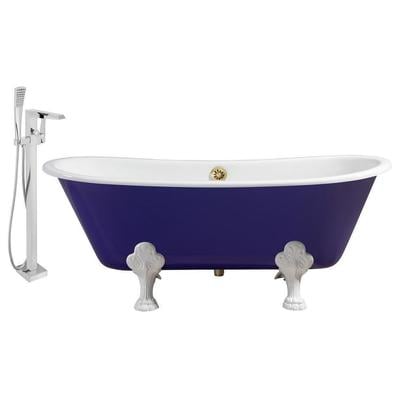 Free Standing Bath Tubs Streamline Bath Enamel Cast Iron Purple Vintage RH5060WH-GLD-100 041979478742 Set of Bathroom Tub and Faucet GoldPurplePlumWhitesnow Cast Iron Clawfoot Claw Chrome Gold Golden Faucet 
