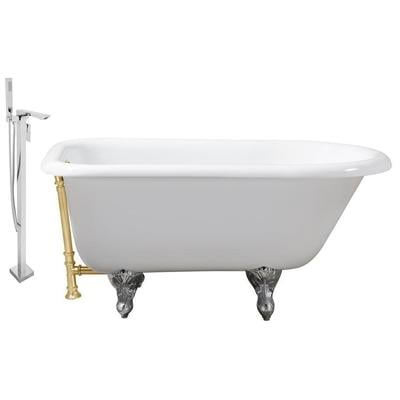 Streamline Bath Free Standing Bath Tubs, gold Whitesnow, Cast Iron, Clawfoot,Claw, Chrome,Gold,Golden, Faucet, White, Soaking Clawfoot Tub, Oval, Enamel, Cast Iron, Vintage, Set of Bathroom Tub and Faucet, 041979479121, RH5100CH-GLD-140