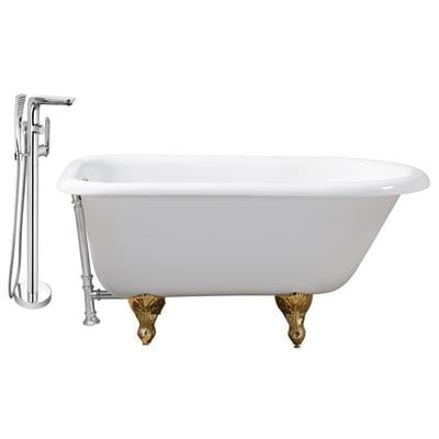 Streamline Bath Free Standing Bath Tubs, gold, Whitesnow, Cast Iron, Clawfoot,Claw, Chrome,Gold,Golden, Faucet, White, Soaking Clawfoot Tub, Oval, Enamel, Cast Iron, Vintage, Set of Bathroom Tub and Faucet, 041979479145, RH5100GLD-C