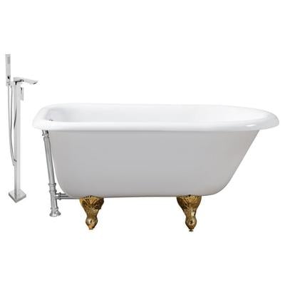 Streamline Bath Free Standing Bath Tubs, gold, Whitesnow, Cast Iron, Clawfoot,Claw, Chrome,Gold,Golden, Faucet, White, Soaking Clawfoot Tub, Oval, Enamel, Cast Iron, Vintage, Set of Bathroom Tub and Faucet, 041979479152, RH5100GLD-C