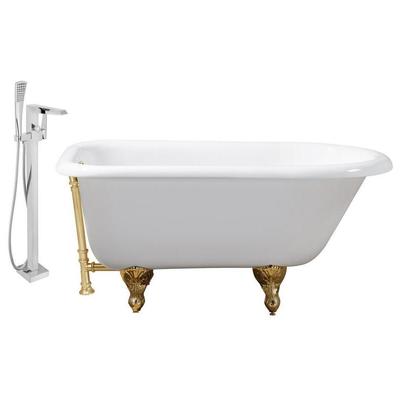 Streamline Bath Free Standing Bath Tubs, gold Whitesnow, Cast Iron, Clawfoot,Claw, Chrome,Gold,Golden, Faucet, White, Soaking Clawfoot Tub, Oval, Enamel, Cast Iron, Vintage, Set of Bathroom Tub and Faucet, 041979479169, RH5100GLD-GLD-100