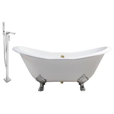 Streamline Bath Free Standing Bath Tubs, gold, Whitesnow, Cast Iron, Clawfoot,Claw, Chrome,Gold,Golden, Faucet, White, Soaking Clawfoot Tub, Oval, Enamel, Cast Iron, Vintage, Set of Bathroom Tub and Faucet, 041979480264, RH5163CH-GL