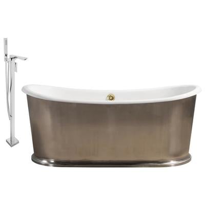 Free Standing Bath Tubs Streamline Bath Enamel Cast Iron Silver Traditional RH5360GLD-140 786032119018 Set of Bathroom Tub and Faucet GoldSilver Cast Iron Chrome Gold Golden Faucet 