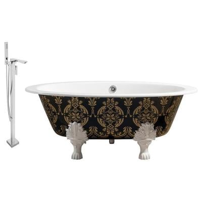 Streamline Bath Free Standing Bath Tubs, gold green  emerald teal Whitesnow, Cast Iron, Clawfoot,Claw, Chrome,Gold,Golden, Faucet, Green, Gold, Soaking Clawfoot Tub, Oval, Enamel, Cast Iron, Vintage, Set of Bathroom Tub and Faucet, 786032119490, RH54