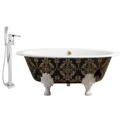 Free Standing Bath Tubs Streamline Bath Enamel Cast Iron Green Gold Vintage RH5440WH-GLD-100 786032119506 Set of Bathroom Tub and Faucet GoldGreenemeraldtealWhitesnow Cast Iron Clawfoot Claw Chrome Gold Golden Faucet 
