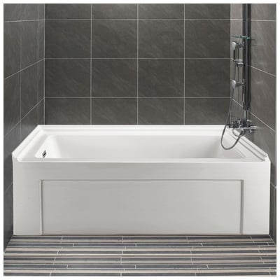 Soaking Bath Tubs Streamline Bath Acrylic Fiberglass White Traditional N-500-60ALWHLD-FM 041979471781 Bathroom Tub Whitesnow Alcove 50 - 60 in 
