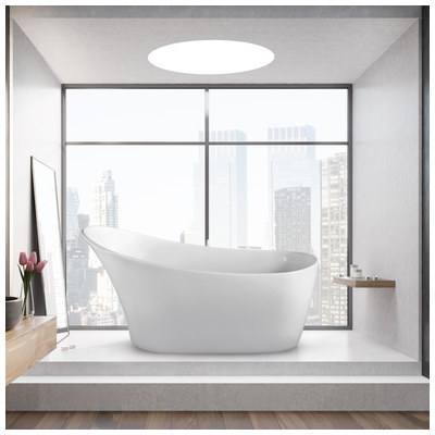 Free Standing Bath Tubs Streamline Bath Acrylic Fiberglass White Modern N-821-63FSWH-FM 041979471965 Bathroom Tub Whitesnow Acrylic Fiberglass 
