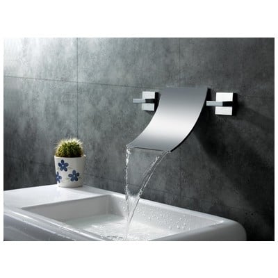 Bathroom Faucets Sumerain S1248CW basin faucet Wall Mounted Widespread Modern Waterfall Widespread Bathroom Wall Mount Widespread Complete Vanity Sets 