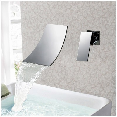Bathroom Faucets Sumerain S1364CW basin faucet Wall Mounted Widespread Modern Single Handle Waterfall Bathroom Single Handle Wall Mo Single Complete Vanity Sets 
