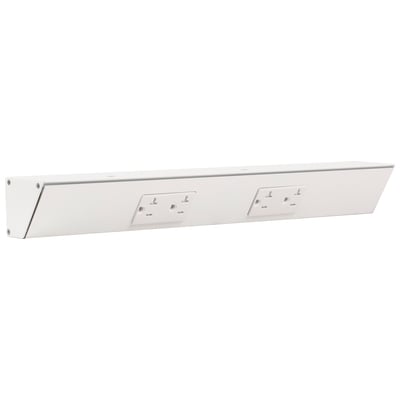 Cabinet and Task Lighting Task Lighting Tamper APS Aluminum White Tamper Resistant Angle Power S TR18-2WD-P-WT 840002526180 Angle Power Strip Fixtures Power Strips Whitesnow Closet and Cabinet Light Cabin White Complete Vanity Sets 