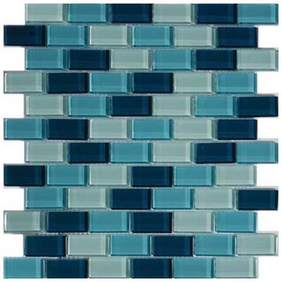 Mosaic Tile and Decorative Til Tesoro ISLAND BLENDS 1X2 KEEKEACBJA12 Bluenavytealturquioseindigoaqu Mosaic Complete Vanity Sets 