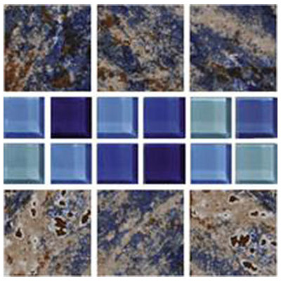 Tesoro Mosaic Tile and Decorative Tiles, BluenavytealturquioseindigoaquaSeafoam, Mosaic, Complete Vanity Sets, TSWPRIRBLIBBAPT