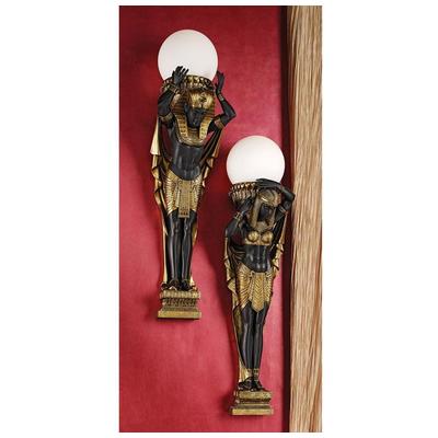 Toscano Wall Art, BlackebonyGold, Egyptian Theme,Egyptian,Egypt,pharaoh, Sconces,SconceWall Sculptures,Wall Sculpture,wall niche,figurine, Complete Vanity Sets, Egyptian > Egyptian Wall Decor, 846092078066, CL95114