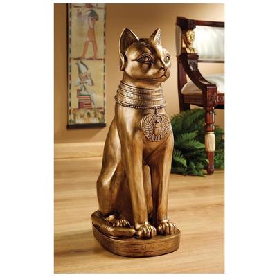 Decorative Figurines and Statu Toscano EU1012 846092099498 Basil Street > Sculpture Galle Gold Statue Cat Complete Vanity Sets 