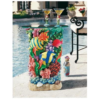 Accent Tables Toscano Outdoor Tropical Decor EU30405 846092049714 Furniture > Tables > Outdoor A Glass Tables glassAccent Table Complete Vanity Sets 