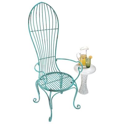 Outdoor Chairs and Stools Toscano FU68887 840798104869 Furniture > Outdoor Furniture Blue navy teal turquiose indig Blue Powder Coated Rust Proof Iro Armchair Complete Vanity Sets 