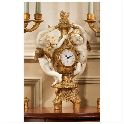 Toscano Clocks, cream beige ivory sand nude gold, Mantel, Resin, Antique,AntiquedGold, Quartz, GoldBlack Gold, Basil Street > Home Accents Gallery, 846092004614, PD2011