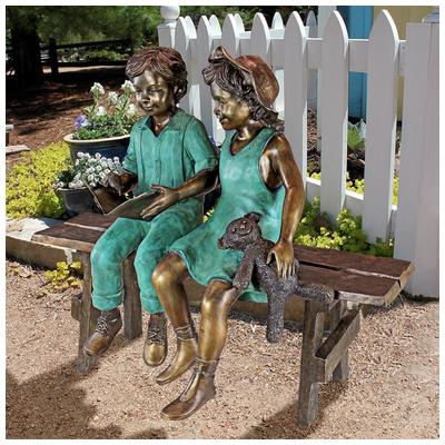 Toscano Decorative Figurines and Statues, green  emerald teal, Statue, Complete Vanity Sets, Garden Décor > Bronze Statues for the Garden > Bronze Children Statues, 840798103763, PN7303,25-40inches