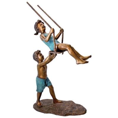 Toscano Decorative Figurines and Statues, green, , emerald, teal, , Statue, Complete Vanity Sets, Garden Décor > Bronze Statues for the Garden > Bronze Children Statues, 840798103718, PN7538,40+inches