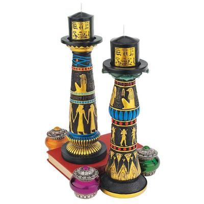 Candleholders Toscano QL912419 846092031085 Egyptian > Egyptian Home Decor Black ebonyGold Resin Black Gold Hand-Painted Complete Vanity Sets 