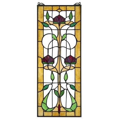 Toscano Wall Art, red, burgundy, ruby, , Antique,Floral,flower,flowers,bloom,blooming,orchid,rose,tulip,succulent,leaf,leaves, Stained Glass,Window,art glass, Home Décor > Unique Wall Decor > Stained Glass, 84079