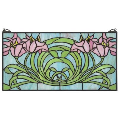 Toscano Wall Art, BluenavytealturquioseindigoaquaSeafoamGreenemeraldtealPinkFuchsiablush, Antique,Floral,flower,flowers,bloom,blooming,orchid,rose,tulip,succulent,leaf,leaves, Stained Glass,Window,art glass, Home Décor > Unique Wall Decor > Stained G