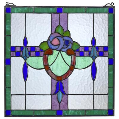 Toscano Wall Art, BluenavytealturquioseindigoaquaSeafoamGreenemeraldteal, Antique, Stained Glass,Window,art glass, Home Décor > Unique Wall Decor > Stained Glass, 840798126809, TF803