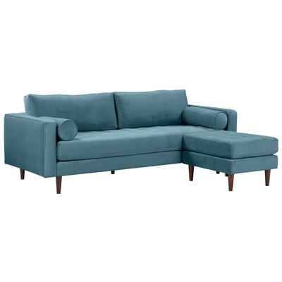 Sofas and Loveseat Tov Furniture Cave Foam Polyester Wood Blue Living Room Furniture REN-L01113-SEC 793580618566 Sectionals Loveseat Love seatSectional So Polyester Velvet Contemporary Contemporary/Mode Tufted tufting 