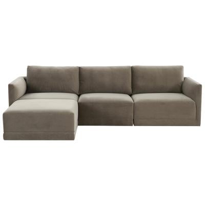 Sofas and Loveseat Tov Furniture Willow Plywood Velvet Taupe Upholstery REN-L03110-SEC 793580619259 Sectionals Loveseat Love seatSectional So Velvet Contemporary Contemporary/Mode 