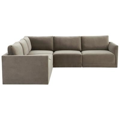 Sofas and Loveseat Tov Furniture Willow Plywood Velvet Taupe Upholstery REN-L03110-SEC3 793580620613 Sectionals Loveseat Love seatSectional So Velvet Contemporary Contemporary/Mode 