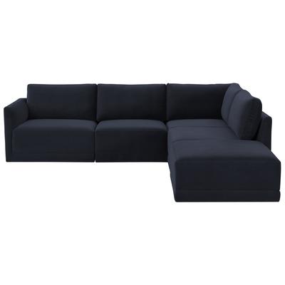 Sofas and Loveseat Tov Furniture Willow Plywood Velvet Navy Upholstery REN-L03130-SEC4-R 793580620835 Sectionals Loveseat Love seatSectional So Velvet Contemporary Contemporary/Mode 