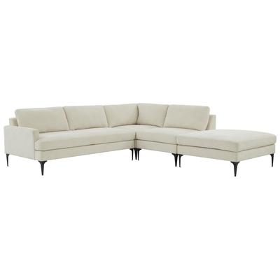 Sofas and Loveseat Tov Furniture Serena Pine Wood Polyester Cream Upholstery REN-L05110-BLK-SEC5R 793580626820 Sectionals Chaise LoungeLoveseat Love sea Polyester Velvet Contemporary Contemporary/Mode 
