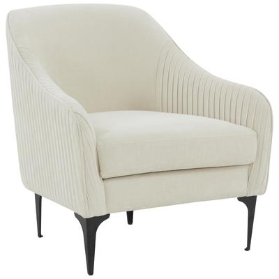 Chairs Tov Furniture Serena Pine Wood Polyester Cream Upholstery REN-L05112-BLK 793580626851 Sectionals Black ebonyCream beige ivory s Accent Chairs Accent 