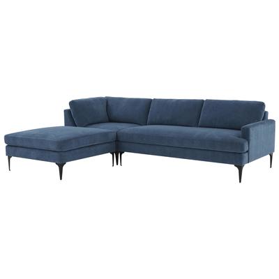 Sofas and Loveseat Tov Furniture Serena Pine Wood Polyester Blue Upholstery REN-L05120-BLK-SEC4L 793580626912 Sectionals Chaise LoungeLoveseat Love sea Polyester Velvet Contemporary Contemporary/Mode 