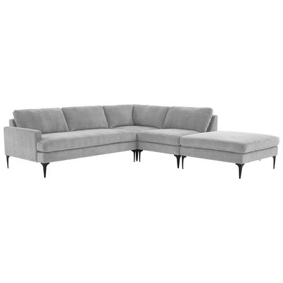 Sofas and Loveseat Tov Furniture Serena Pine Wood Polyester Grey Upholstery REN-L05130-BLK-SEC5R 793580627025 Sectionals Chaise LoungeLoveseat Love sea Polyester Velvet Contemporary Contemporary/Mode 