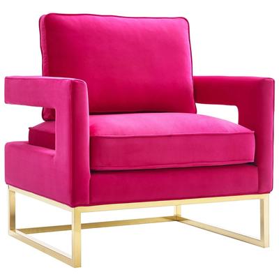 Chairs Tov Furniture Avery-Chair Velvet Pink Living Room Furniture TOV-A120 641676979445 Accent Chairs Gold Pink Fuchsia blush Accent Chairs Accent 