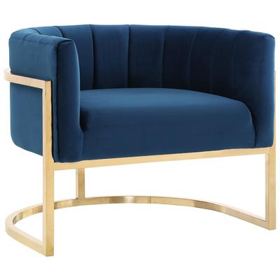 Chairs Tov Furniture Magnolia-Chair Stainless Steel Navy Living Room Furniture TOV-A146 806810351079 Accent Chairs Blue navy teal turquiose indig Accent Chairs Accent 
