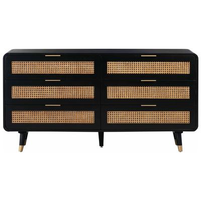 Tov Furniture Bedroom Chests and Dressers, , ,, , Black, Acacia,MDF,Metal,Rattan, Bedroom Furniture, Dressers, 793611834705, TOV-B44133,Over 50 in.,Over 60 in.,Under 20 in.