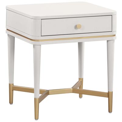Tov Furniture Night Stands, Cream, Acacia,Iron,MDF,Plastic, Bedroom Furniture, Nightstands, 793580629067, TOV-B54257,Smal (Under 23 in.),Narrow (Under 21 in.)