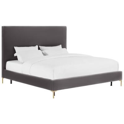 Beds Tov Furniture Delilah-Bed Velvet Grey Bedroom Furniture TOV-B6268 806810358795 Beds Gold Gray Grey King Queen 