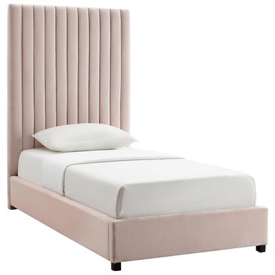 Beds Tov Furniture Arabelle-Bed Velvet Blush Bedroom Furniture TOV-B6333 793611828070 Beds Pink Fuchsia blush Upholstered Twin 