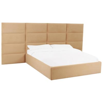 Beds Tov Furniture Eliana-Bed Velvet Wood Honey Bedroom Furniture TOV-B68726-WINGS 793580629166 Beds Wood King 