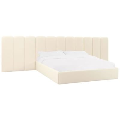 Beds Tov Furniture Palani-Bed Plywood Velvet Cream Bedroom Furniture TOV-B68740-WINGS 793580629500 Beds Cream beige ivory sand nude Wood King 